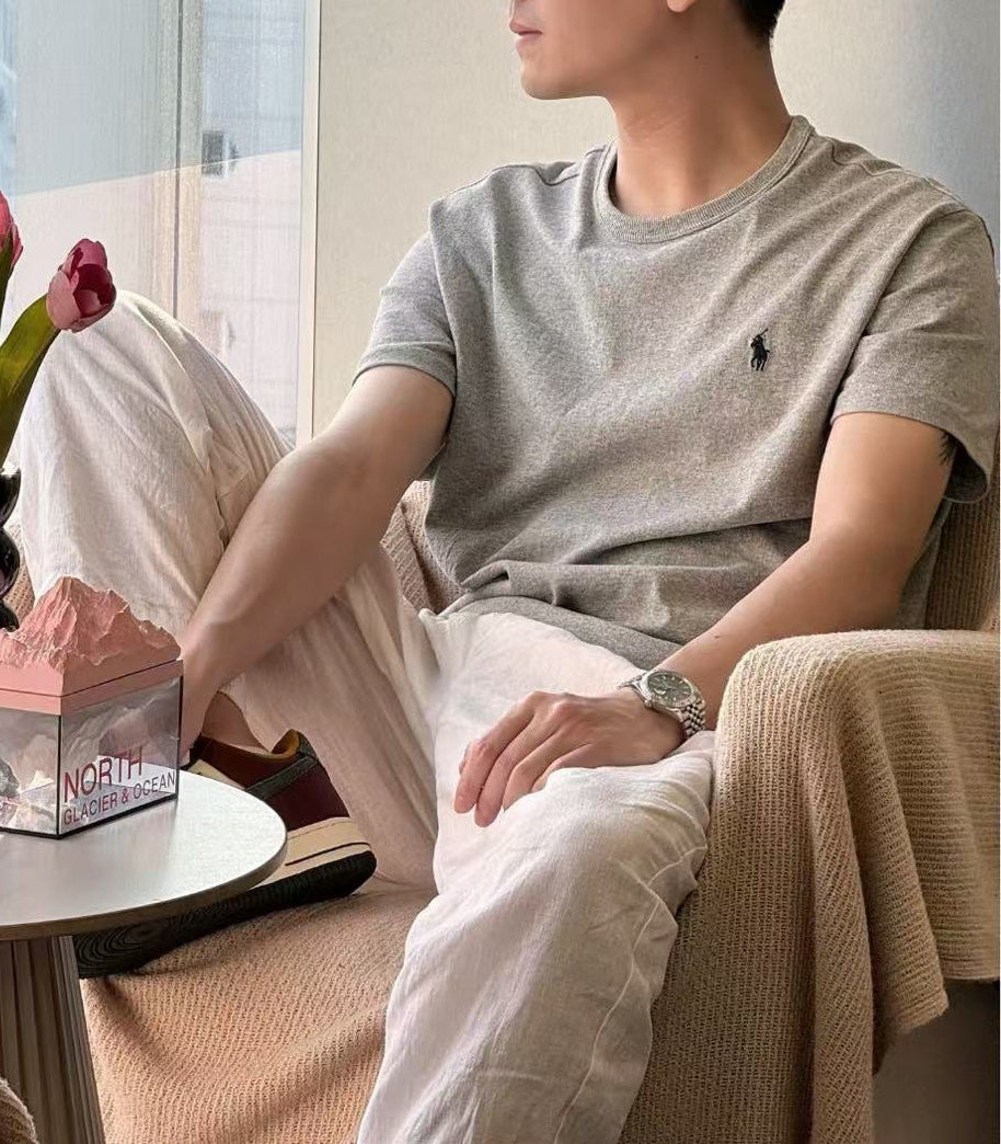 Ordinary Ralph Lauren Grey Men T shirt Short Sleeve