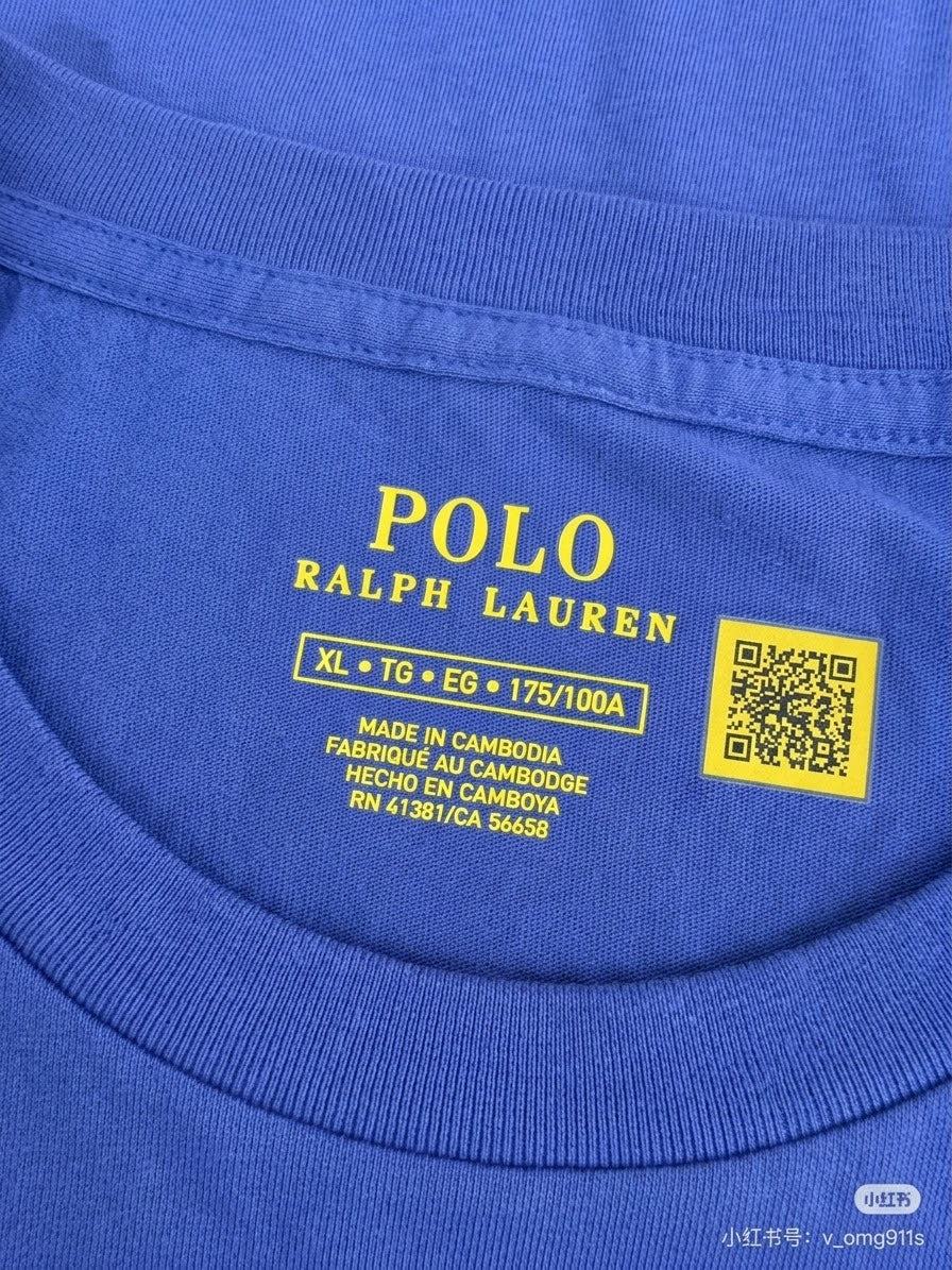 Ordinary Ralph Lauren Blue Men T shirt Short Sleeve