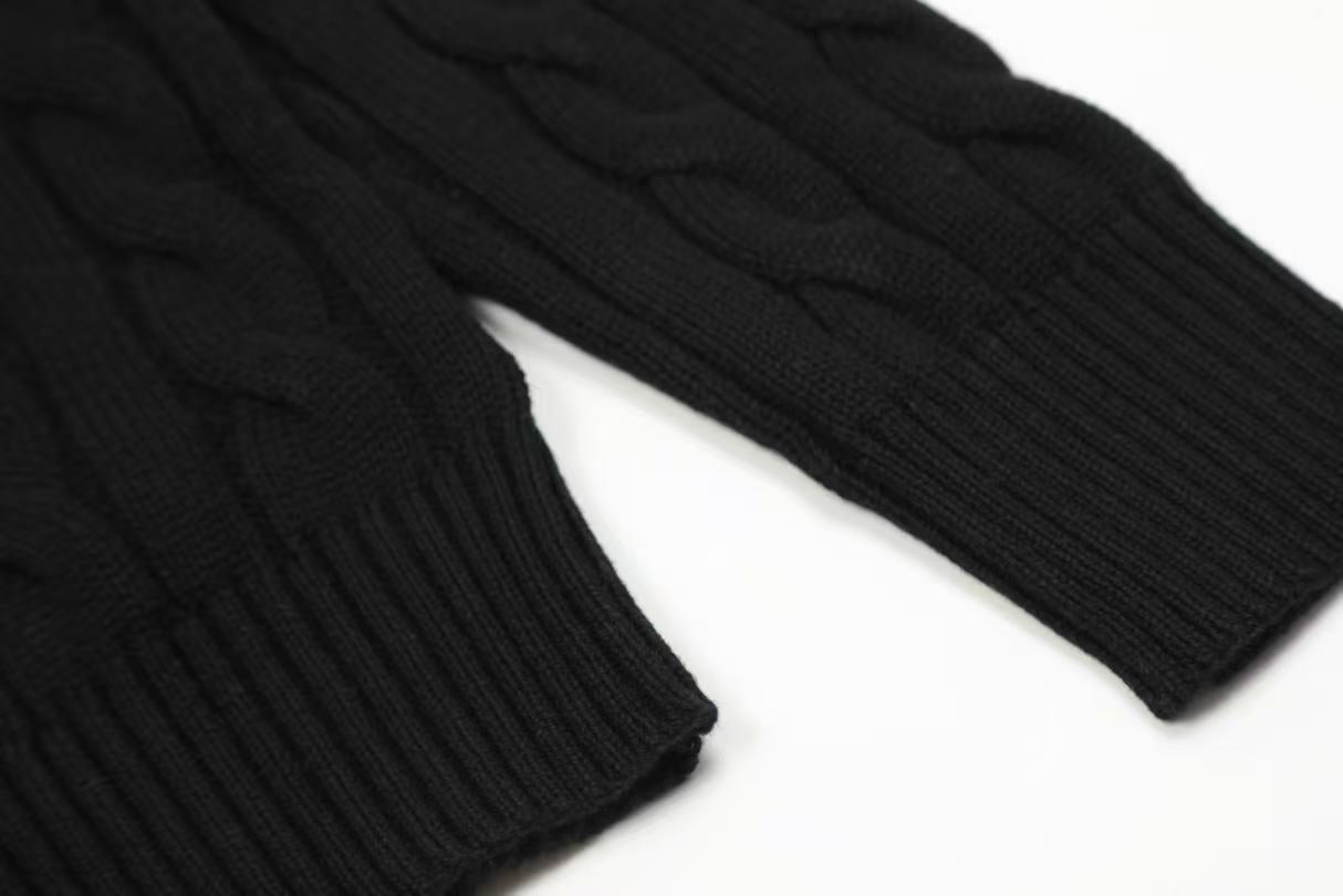 Ordinary Ralph Lauren Black Cable Knit Cotton Jumper