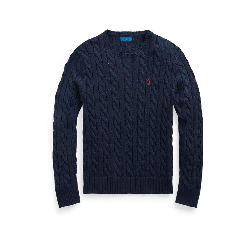 Ordinary Ralph Lauren Navy Cable Knit Cotton Jumper