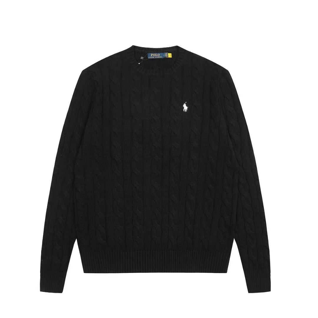 Ordinary Ralph Lauren Black Cable Knit Cotton Jumper