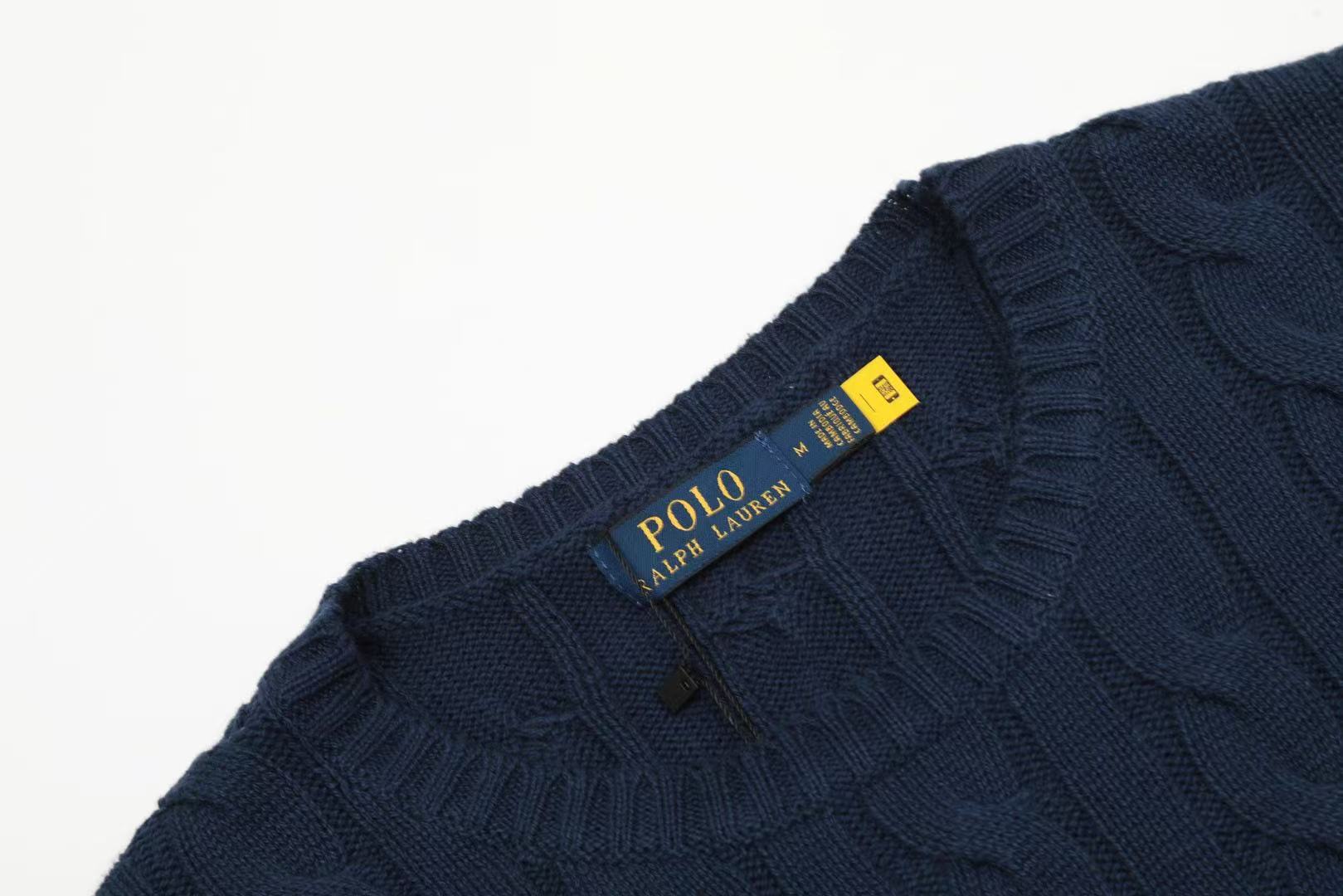 Ordinary Ralph Lauren Navy Cable Knit Cotton Jumper