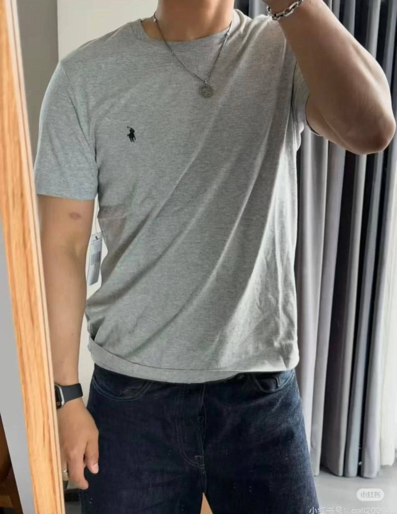 Ordinary Ralph Lauren Grey Men T shirt Short Sleeve